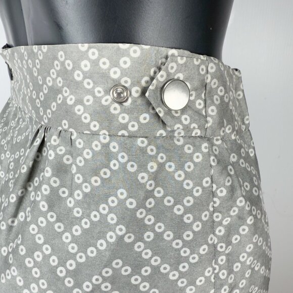 DRIES VAN NOTEN Silk Pleated Office Dot Circles Patterned Grey White Skirt sz 40 - Picture 5 of 7